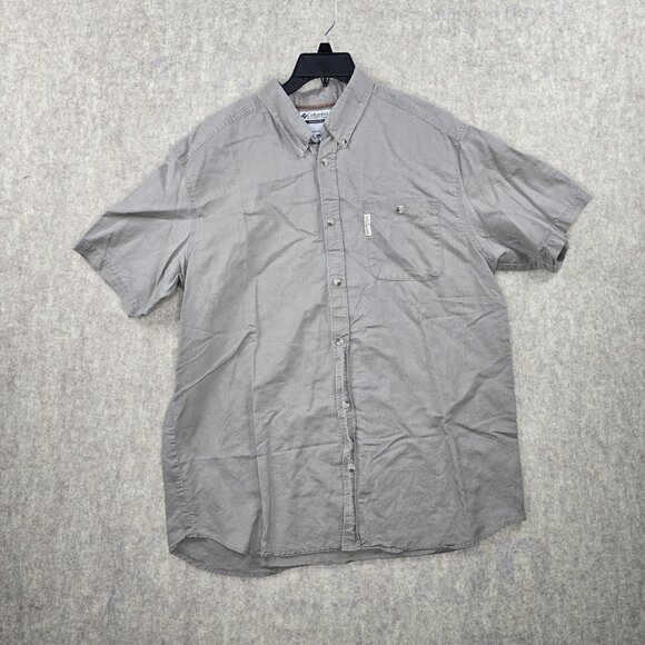 Columbia Sportswear Mens XL Short Sleeve Gray Button-Down Shirt - Picture 1 of 6